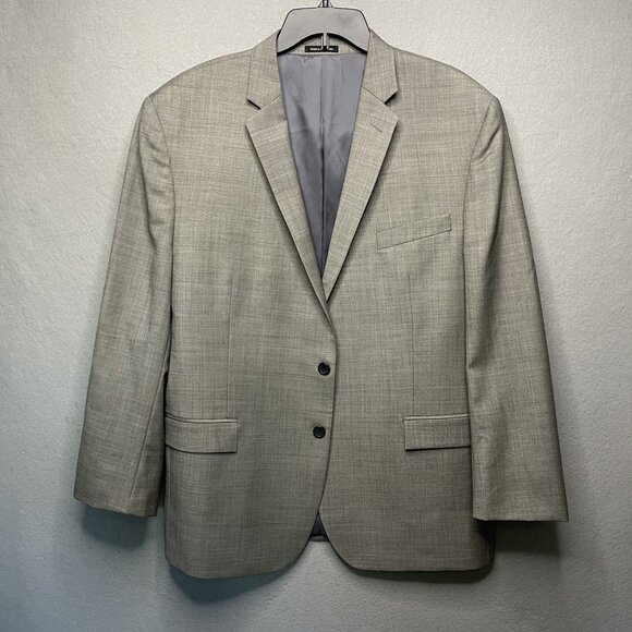Egara Mens 100% Wool Slim Fit Blazer Jacket Gray Size 48R - Picture 1 of 9